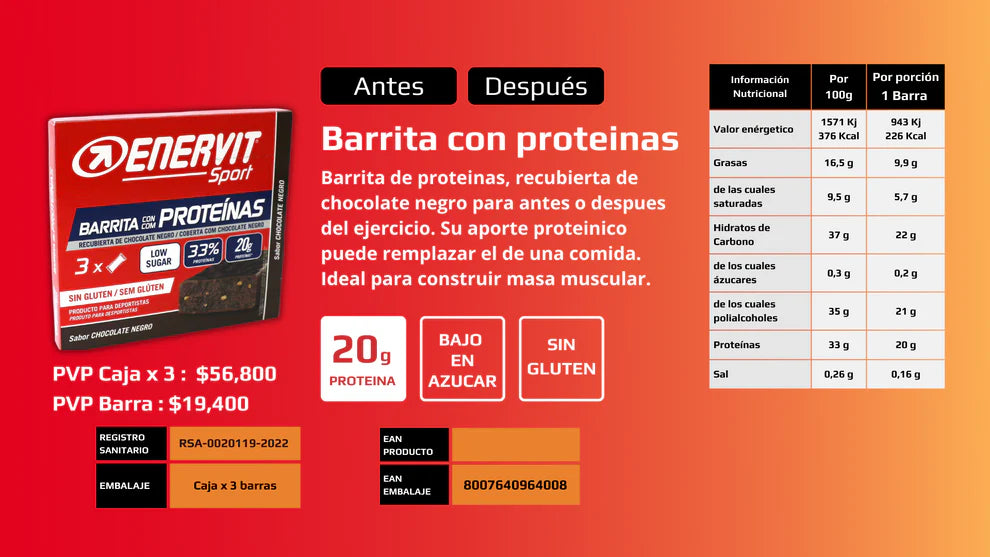 Enervit BARRITA PROTEINA 20GR CHOCOLATE